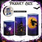 Blosssound 3 Pack Halloween Flameless Candles Black Pumpkin Witch Ghost LED - Image 2
