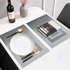 PIGCHCY Placemats Set of 12 Washable Durable Place Mats Vinyl Heat Resistant Non-Slip Table Mats Indoor Outdoor (18 x 12 inches, Silver Black) - Image 6