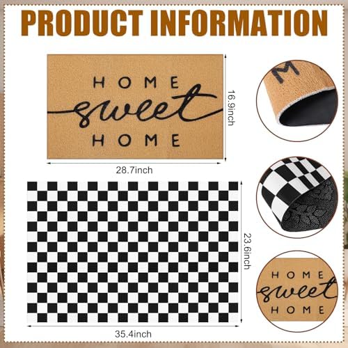 Tinideya 2 Pcs Home Sweet Home Layered Mat for Front Door - Image 2