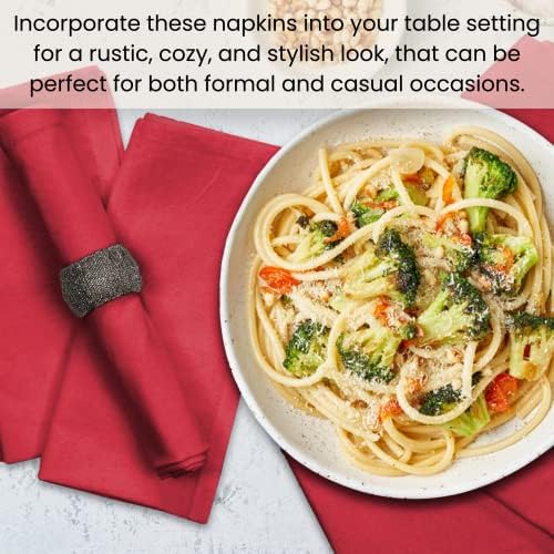 Cotton Clinic Cloth Dinner Napkins - Perfect Everyday Use Table Napkins - Soft Durable Washable - Ideal for Party Wedding Christmas Easter - Set of 12-20x20 inches Red Napkins - Image 6