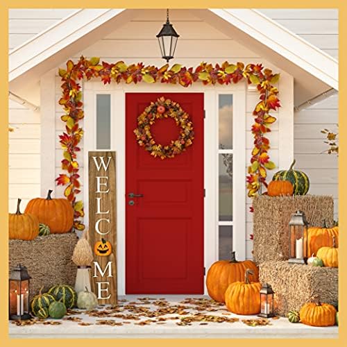 Extra Large 5FT Premium Wooden Interchangeable Welcome Sign for Front Door Porch Sign - 5 ft (58 x 11 Inch) 8 Magnetic Seasonal Tiles, Fall Porch Signs, Holidays and Seasons, Weather Resistance Standing welcome sign Outdoor and Indoor (Brown) - Image 5