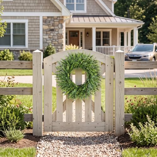 26 Inch Boxwood Wreaths for Front Door Spring Summer Fall All Seasons - Image 5