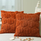 GEEORY Rust Fall Pumpkin Throw Pillow Covers, 22x22 Inch (Set of 2), Soft Faux Fur Wool, Farmhouse Style for Autumn Home Sofa Decor GC019-22 by GEEORY