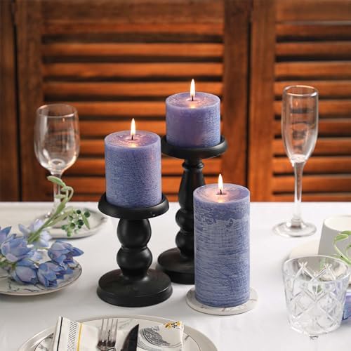 3x6 Inch Blue Pillar Candles Set of 3 - Hand-Poured Unscented Candles, Long Clean Burning, Large Big Candle, Smokeless Dripless Candle for Dinner Table, Wedding, Home, Bathroom, Rustic Decor - Image 5