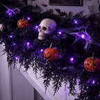 Fovths 9 Ft Pre‑Lit Black Halloween Garland, Artificial Cedar Vine Decor by Fovths