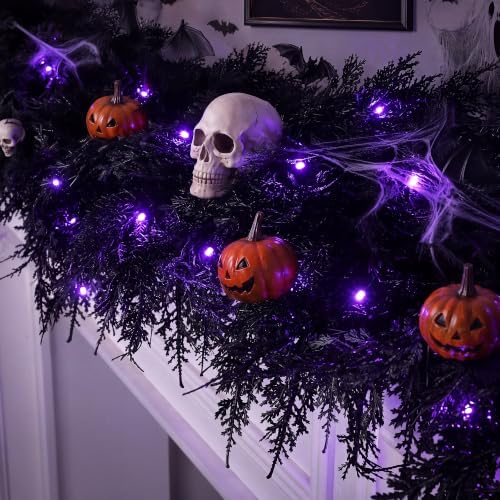 Fovths 9 Ft Pre‑Lit Black Halloween Garland, Artificial Cedar Vine Decor by Fovths