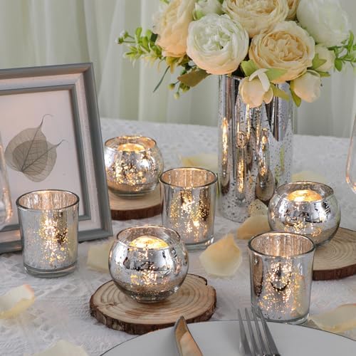 DEVI 48PCS Assorted Votive Candle Holders, Mercury Glass Candle Holder for Party,Wedding Centerpieces for Tables,Birthday Table Decor - Image 4