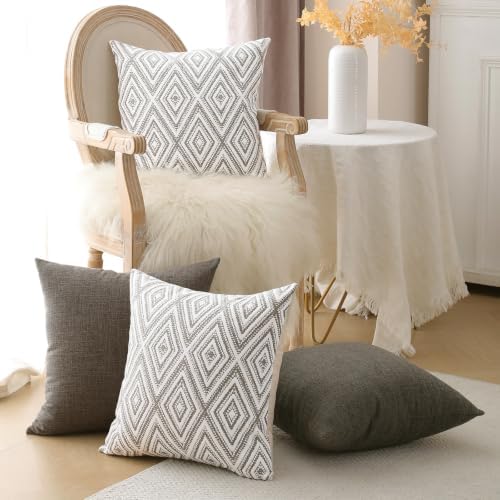 HPUK Throw Pillow Covers 18x18, Set of 4, Natural Couch Pillow Covers - Image 4
