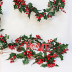 Uguisu 2pcs 5.6ft Red Artificial Christmas Garland,Eucalyptus Green Garland with Berry Flower Clusters,Artificial Vines for Fireplaces,Dining Tables,Christmas Parties - Image 5