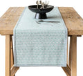 Over&Back 18x90 Hand-Blocked Printed Cotton Table Runner - Washable Table Runners for a Custom Home Decor Tablescape - Perfect for Coffee Table, Dinner Table, Living Room, and More - Blue Leaf by overback