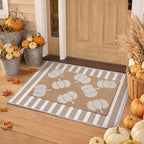 2Pcs Fall White Pumpkin Doormats Autumn Buffalo Plaid Striped Door Mats Set Outside Inside Entrance Porch Rugs Durable Scraping Wire Loop Crystal Velvet Floor Mat for Thanksgiving Decor 24x32 by Unknown