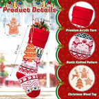 Christmas Stockings 4 Pack, 21 Inch Large Family Christmas Stocking, Red and Green Reindeer Snowman Xmas Stocking for Fireplace,Christmas Decorations - Image 3