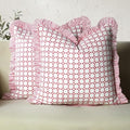 CPC Magenta Pink Hand Block Print 100% Cotton Ruffle Throw Pillow Cover 20x20 inch with Hidden Zipper Decorative for Couch, Bed, Sofa, Farmhouse, Cottagecore Decor Gift Christmas Fall Thanksgiving by COTTONPRINTCLUB