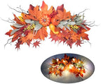 Fall Arch Swags 25.6" Prelit Fall Swag with Lights Harvest Red Leaves Pumpkins Berries Rich Autumn Elements Garland Wreath for Halloween Thanksgiving Farmhouse Harvest Arch Front Door Home Décor by HamiFinee