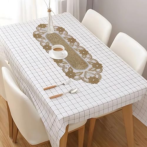 Elegant 36" Gold Beaded Table Runner – Handmade Decorative Beads Runner for Christmas & Thanksgiving – Festive Gold/Ivory Table Decor for Dining, Parties & Holidays - Image 6