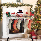 YEAHOME Christmas Stocking Holder Stand, Metal Freestanding Stocking Stand with Snowman Red Bird Xmas Gifts Box, 5 Hooks Stocking Hanger for Christmas Decorations Indoor Home Living Room Fireplace - Image 4