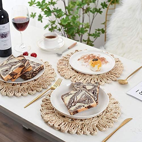 IcosaMro11.8 Inch Boho Round Woven Placemats for Dining Table Set of 6 - Image 2