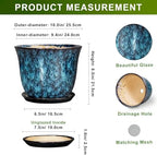 10 Inch Plant Pot - Ceramic Planter with Drainage Hole and Saucer, Round Flower Pots for Indoor Outdoor, Modern Decorative Planter for Plants, Home Office Decor, Plant Lover Gifts, Blue - Image 2