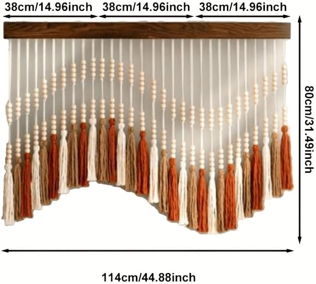 Megsv Macrame Wall Hanging Boho Tassel Art with Wooden Rod 45x32in - Image 2