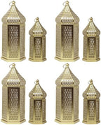VELA LANTERNS 8ct Golden Tower Temple Moroccan Lantern Lamp Decorative Candle Holders for Ramadan Decorations, Hanging, Outdoor Patio or Porch, Indoor Home Decor, Gold, 4-11" Small, 4-15" Large - Image 2