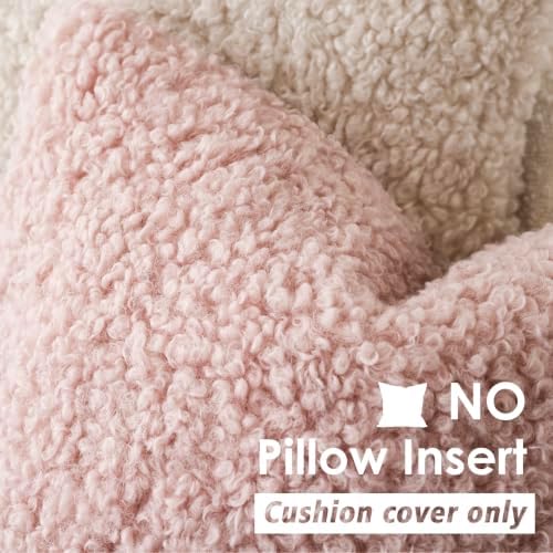 Foindtower Decorative Fuzzy Faux Fur Throw Pillow Covers 26x26 Dusty Rose - Image 3