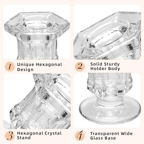CHILL RECIPE Hurricane Glass Candle Holders-Set of 6 Tall Taper Candle Holder with 14” Tall Clear Cylinder Covers for Wedding Table Centerpiece Home Decor (Diamond Base+Clear Chimney) - Image 7