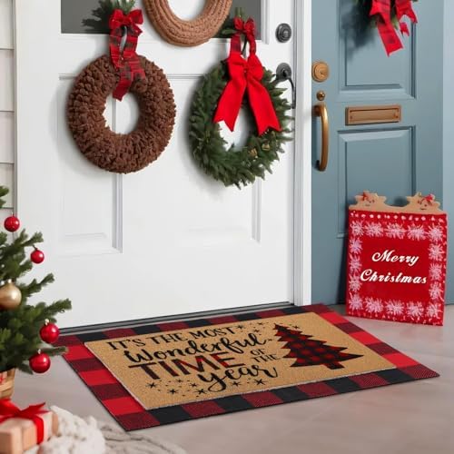Tinideya 2 Pcs Christmas Tree Layered Doormat Set for Front Porch - Image 6