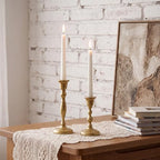 Gold Taper Candle Holders Set of 2 Cast Iron Vintage Christmas Candlestick - Image 6