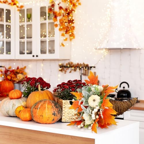 Knitgrip Thanksgiving Fall Table Harvest Cornucopia Centerpiece, Green - Image 3