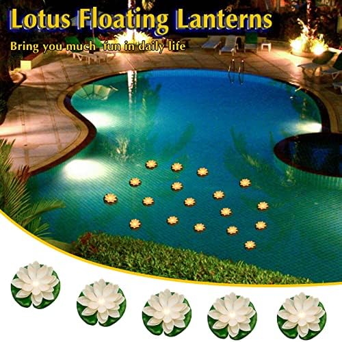 Liliful LED Floating Lotus Lantern, Diwali Pool Pond Decor, White,3.94 Inch - Image 4