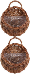 PRETYZOOM 2 pcs Woven Rattan Wall Mounted Flower Basket Hanging Flower Basket for Wall Decor Decorative for Artificial Flowers 9.84 X 7.87 X 3.93 in Home Office Hotel Restaurant by PRETYZOOM