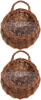 PRETYZOOM 2 pcs Woven Rattan Wall Mounted Flower Basket Hanging Flower Basket for Wall Decor Decorative for Artificial Flowers 9.84 X 7.87 X 3.93 in Home Office Hotel Restaurant by PRETYZOOM