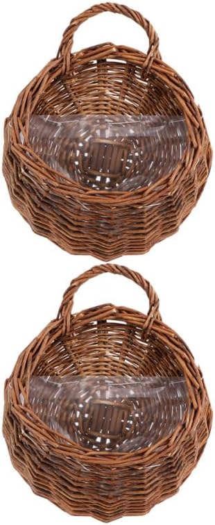 PRETYZOOM 2 pcs Woven Rattan Wall Mounted Flower Basket Hanging Flower Basket for Wall Decor Decorative for Artificial Flowers 9.84 X 7.87 X 3.93 in Home Office Hotel Restaurant by PRETYZOOM