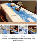 ShinyBeauty Sequin Table Runners Baby Blue 12x108 Inch 10PCS Sparkle Fabric Table Cover Runner 108" Long Birthday Party Supplies Glitter Decorative Table Linens for Wedding Banquet Baby Shower - Image 6