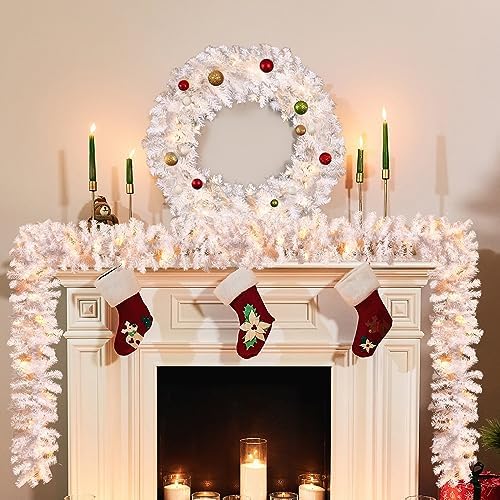 Hotop 9 ft Faux Spruce Artificial Christmas Garland, 2 Pcs, White - Image 4