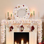 Hotop 9 ft Faux Spruce Artificial Christmas Garland LED Warm Pine Prelit Battery Operated Lighted Garland for Seasonal Indoor Home Fireplace Mantle Tree Stair Decor(4 Pcs,White) - Image 5