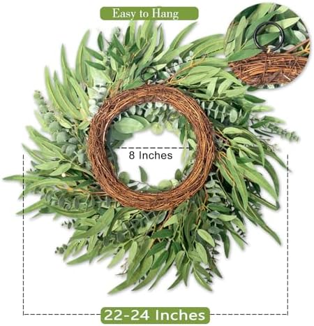 22" Eucalyptus Wreath for Front Door Window Porch Year Round - Image 2