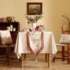 patdrea Designer Idyll Linen Table Runner, Vintage Beige Farmhouse with Ancient Spring Figure and Fruit Trees Pattern Table Mat, Decoration for Kitchen Dining Banquet Christmas ,12"*87" - Image 2