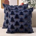 Allorry Christmas Pillow Covers 20x20 inch Set of 2 Navy Blue Christmas Decorations Soft Plush Faux Fur Wool Christmas Tree Throw Pillow Cases Winter Holiday Decor for Sofa Living Room PT002H20 by Allorry