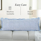 CPC Block Print Apatite Blue Ruffle Cotton Lumbar Pillow Cover 20x54 inch - Image 6