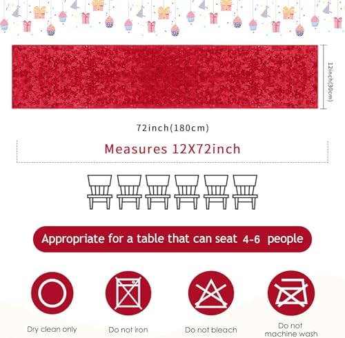 B-COOL Red Table Runner Sequin Metallic Table Runner 12 Pack 12x72 Inches Glitter Sparkly Table Runners for Holiday Party Wedding Decorations - Image 4