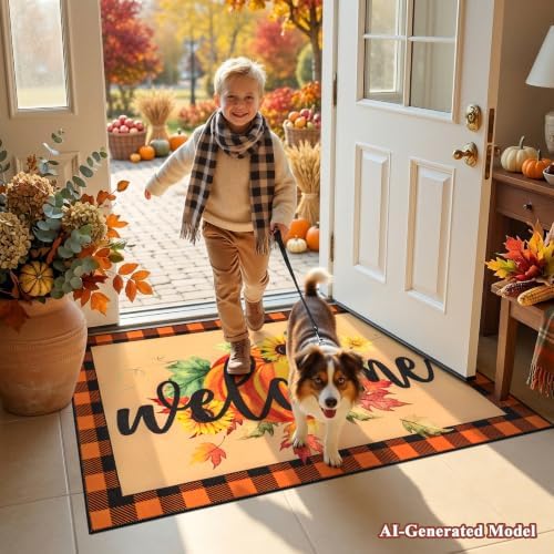 Ileading Fall Door Mat 32"x48", Non Slip Welcome Doormats for Front Door - Image 3