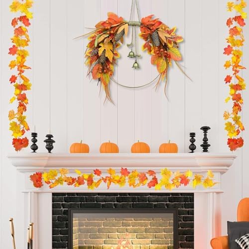 Thanksgiving Fall Wreath for Front Door 15.7 Inch Autumn Wreath Harvest Wreaths with Pine Cones Maple Leaves Berries Autumn Fall Decorations for Porch Wall Outdoor Indoor Festival Party Decor - Image 5
