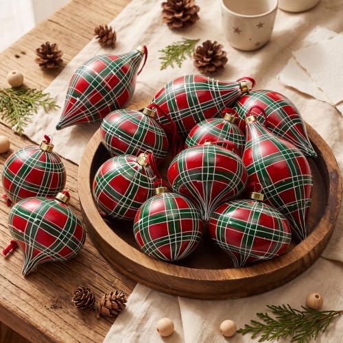 12 Pcs 2.36in Christmas Scottish Tartan Ball Ornaments, Red by Sonwyoung