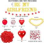 Be My Girlfriend Light Up Letters Proposal Decorations, 14Pcs 6.3" Letter Signs with 24Pcs Flameless Candles 2000Pcs Red Artificial Rose Petals 45Pcs Latex Balloons 10Pcs Heart Balloon Valentine's Day - Image 2