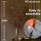 Fudios Halloween Lighted Branches with Timer 100 LED Orange Fairy Lights 32IN, Black Tree Branch Lights Battery Operated for Home Party Mantle Decoration - Image 4