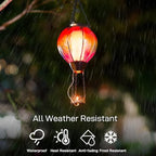 Starsoul Hot Air Balloon Solar Lantern with Candle Holder Flickering Flame Hanging Garden Light Waterproof Glass Solar Lanterns Outdoor Waterproof Decorative for Lawn Porch Tree Yard - Image 4