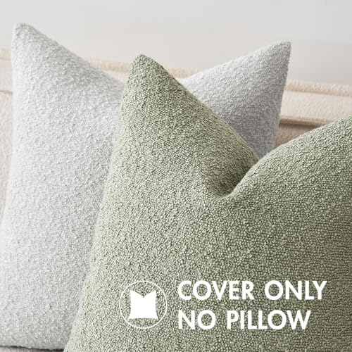 MIULEE 18x18 Decorative Boucle Couch Pillow Covers Sage Green - Image 2
