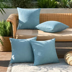 MIULEE Pack of 4 Decorative Outdoor Throw Pillow Covers Linen Waterproof Pillow Covers Summer Farmhouse Cushion Cases for Patio Garden Tent Balcony Couch Sofa 18x18 Inch Blue Gray - Image 3