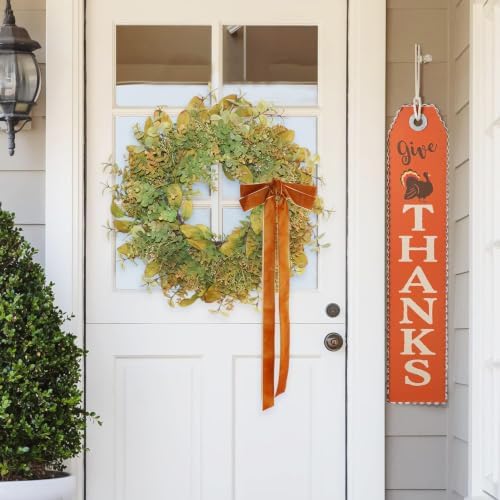 24 Inch Pre-Lit Boxwood Fall & Winter Wreath for Front Door Porch - Image 3